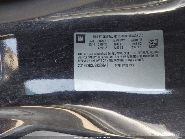 2G1FB3D37E9309643 Chevrolet Camaro 1lt