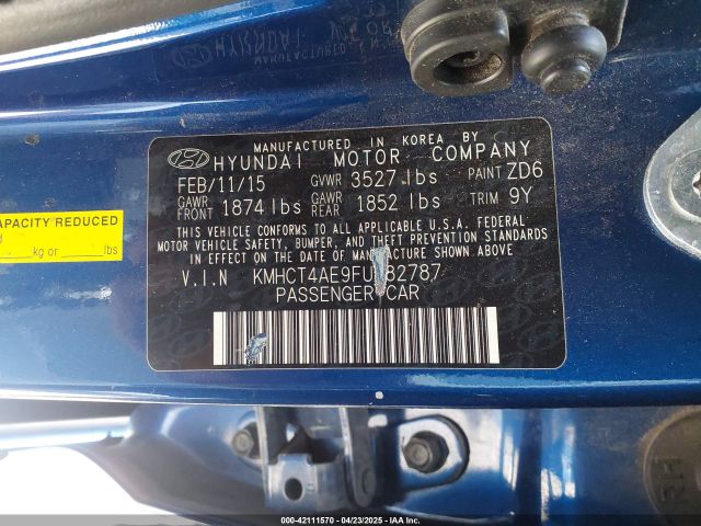KMHCT4AE9FU882787 Hyundai ACCENT GLS