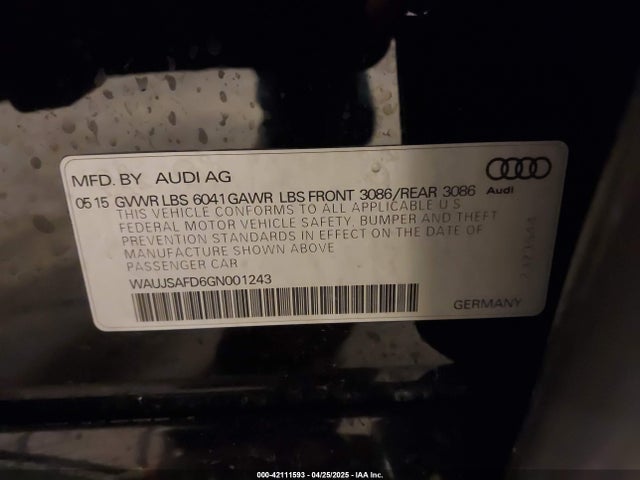 2016 AUDI S8 WAUJSAFD6GN001243 Photo 8