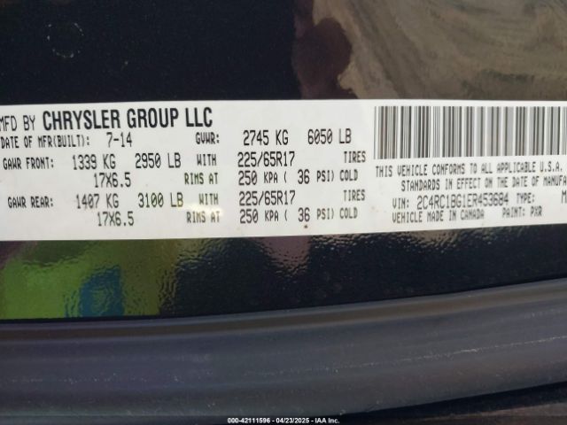 2C4RC1BG1ER453684 Chrysler Town & Country Touring