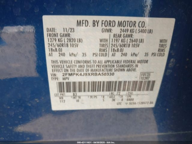 2024 FORD EDGE 2FMPK4J9XRBA50330 Photo 8