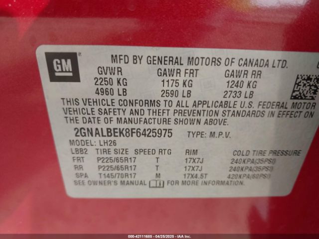 2GNALBEK8F6425975 Chevrolet EQUINOX 1LT