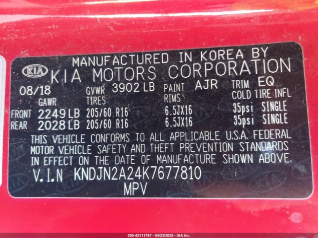 KNDJN2A24K7677810 KIA Soul