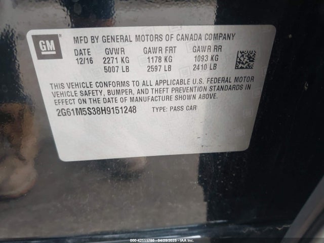 2017 CADILLAC XTS 2G61M5S38H9151248 Photo 8