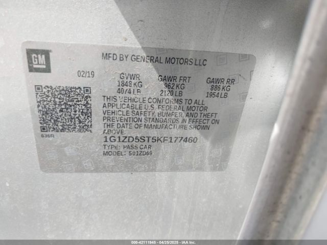 1G1ZD5ST5KF177460 Chevrolet MALIBU LT