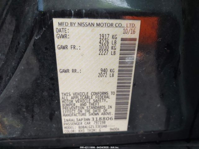 1N4AL3AP3HN318806 Nissan Altima