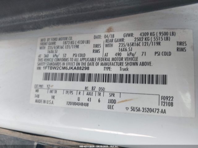 1FTBW2CM6JKA88298 Ford Transit-350