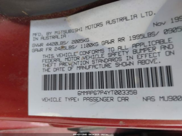 2000 MITSUBISHI DIAMANTE 6MMAP67P4YT003358 Photo 8