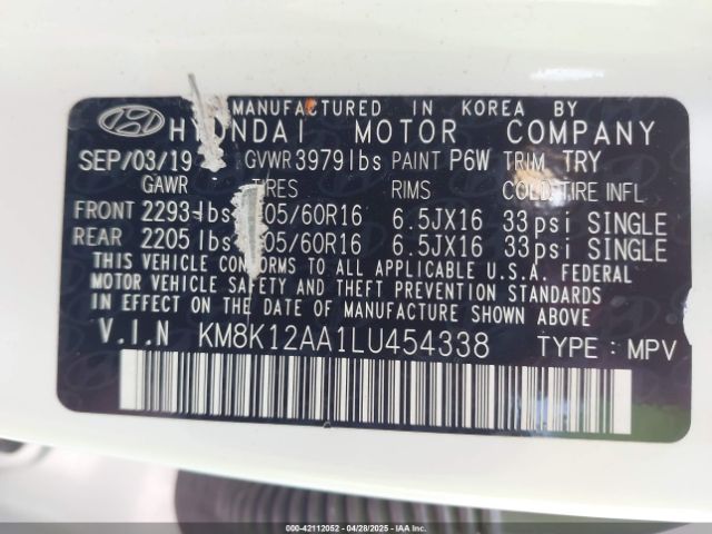 KM8K12AA1LU454338 Hyundai Kona Se