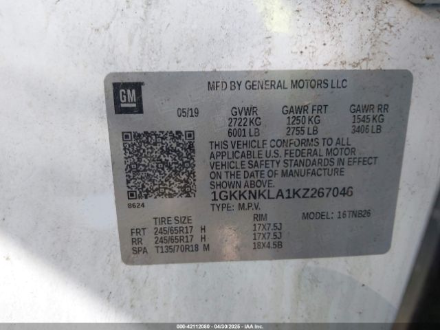 1GKKNKLA1KZ267046 GMC Acadia Sle-1