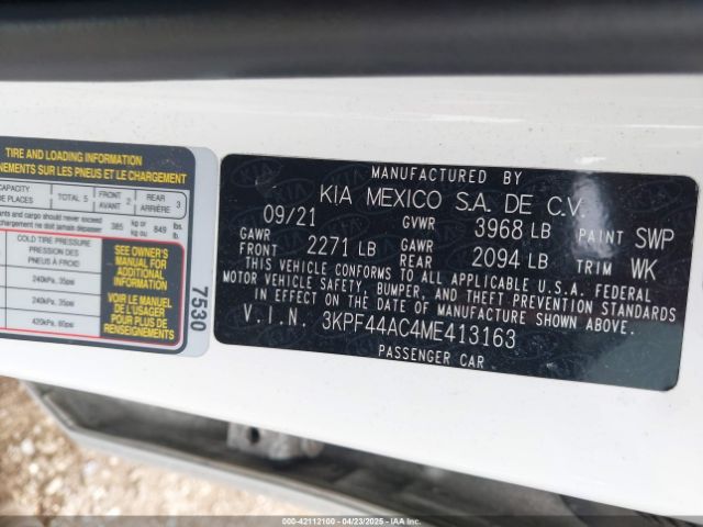 3KPF44AC4ME413163 KIA FORTE GT