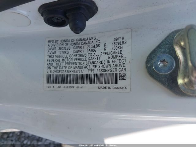 2HGFC3B30KH357317 Honda CIVIC EX