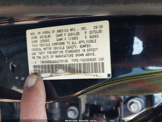 2006 ACURA TL 19UUA66246A076108 Photo 8
