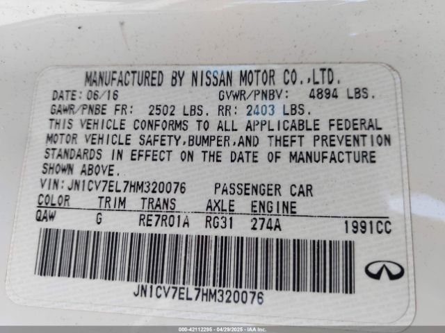 JN1CV7EL7HM320076 Infiniti Q60 2.0t