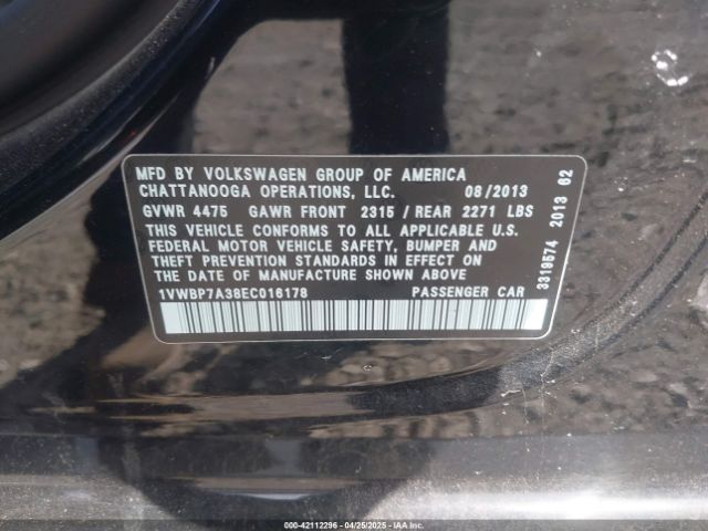 1VWBP7A38EC016178 Volkswagen Passat 2.5l Se