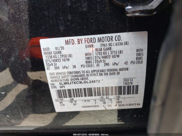 2020 LINCOLN AVIATOR 5LM5J7XC9LGL24872 Photo 8