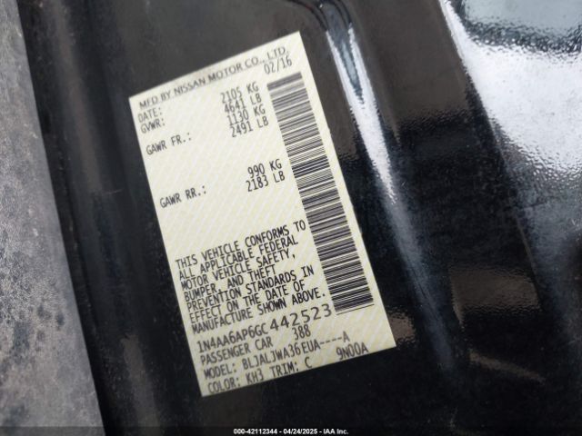 1N4AA6AP6GC442523 Nissan Maxima 3.5 Sv