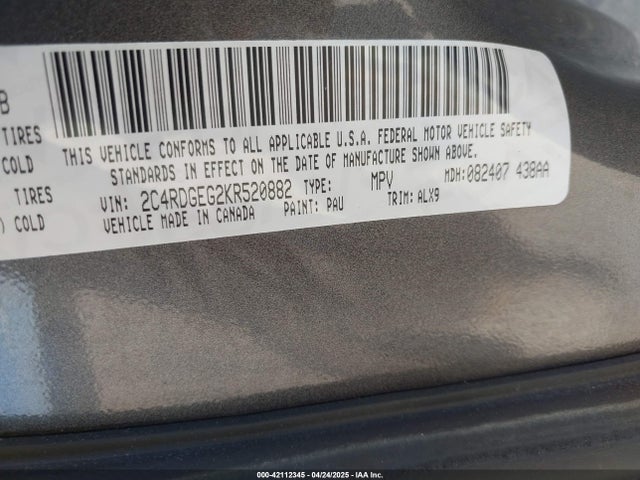 2C4RDGEG2KR520882 Dodge Grand Caravan Gt