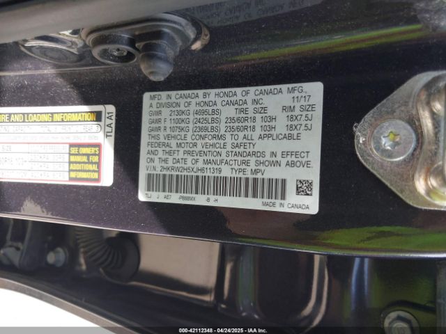 2018 HONDA CR-V 2HKRW2H5XJH611319 Photo 8