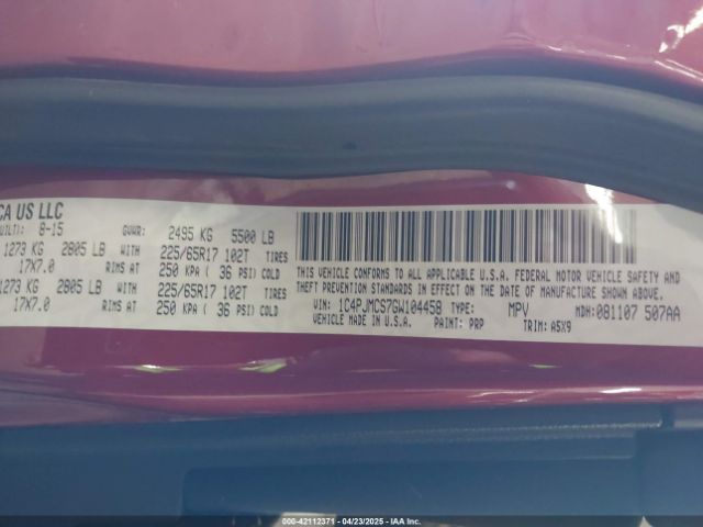1C4PJMCS7GW104458 Jeep Cherokee Latitude