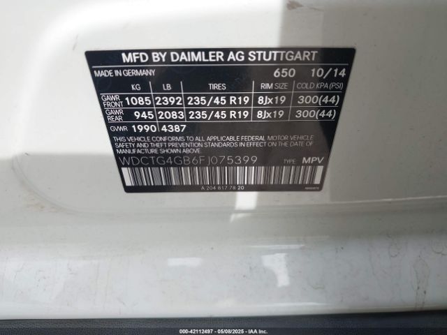 2015 MERCEDES-BENZ GLA 250 WDCTG4GB6FJ075399 Photo 8