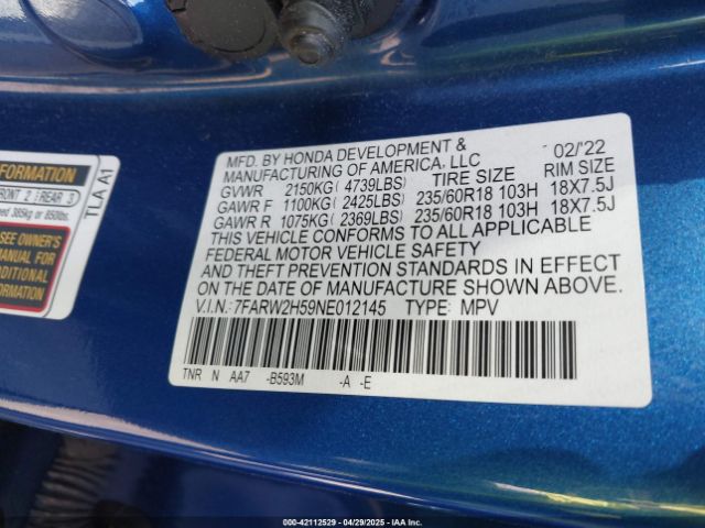 2022 HONDA CR-V 7FARW2H59NE012145 Photo 8