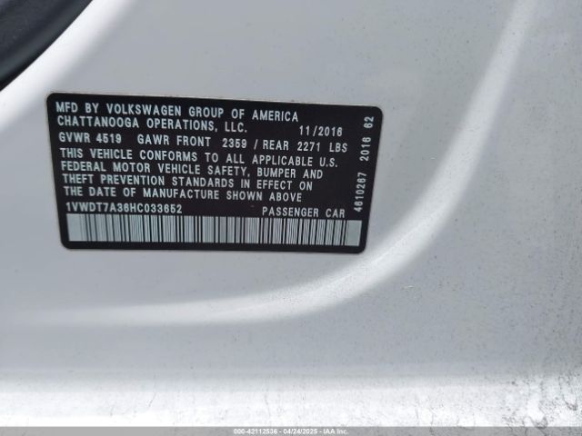 1VWDT7A36HC033652 Volkswagen Passat 1.8t R-line