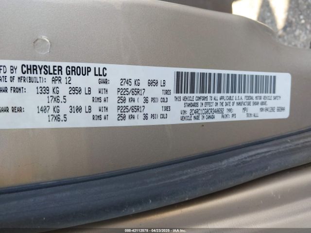 2012 CHRYSLER TOWN & COUNTRY 2C4RC1CG0CR340692 Photo 8