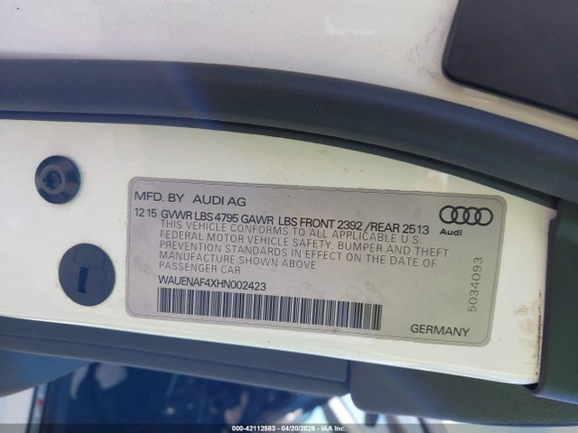Продаж на аукціоні авто 2017 Audi A4 2.0t Premium, vin: WAUENAF4XHN002423, номер лоту: 42112583