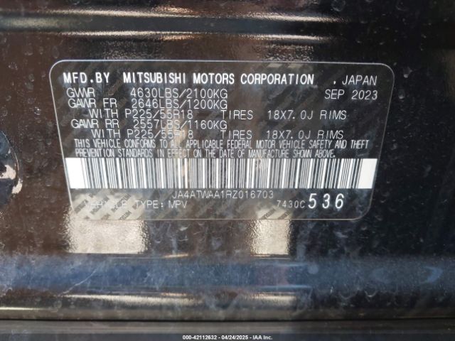 JA4ATWAA1RZ016703 Mitsubishi Eclipse Cross Sel S-awc