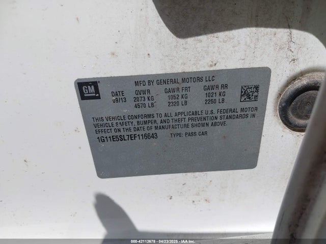 Chevrolet MALIBU 2LT 2014 1G11E5SL7EF116643 Image 9