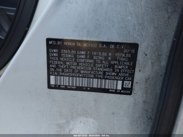 3HGGK5H50FM772396 Honda FIT LX