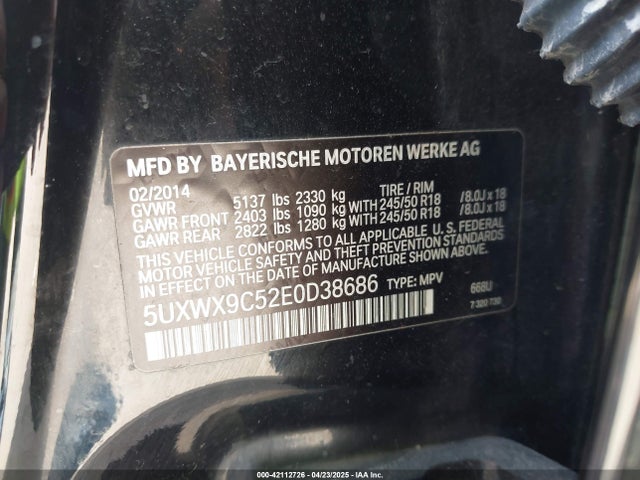 5UXWX9C52E0D38686 BMW X3 Xdrive28i