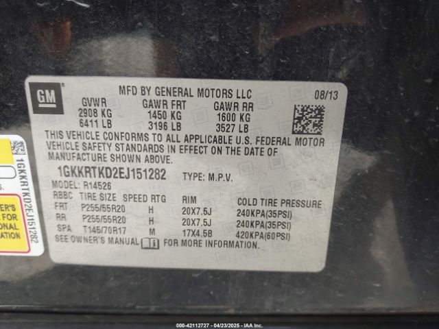 1GKKRTKD2EJ151282 GMC Acadia Denali