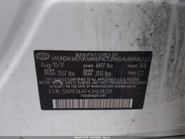 5NPE34AF4JH638229 Hyundai Sonata Sport