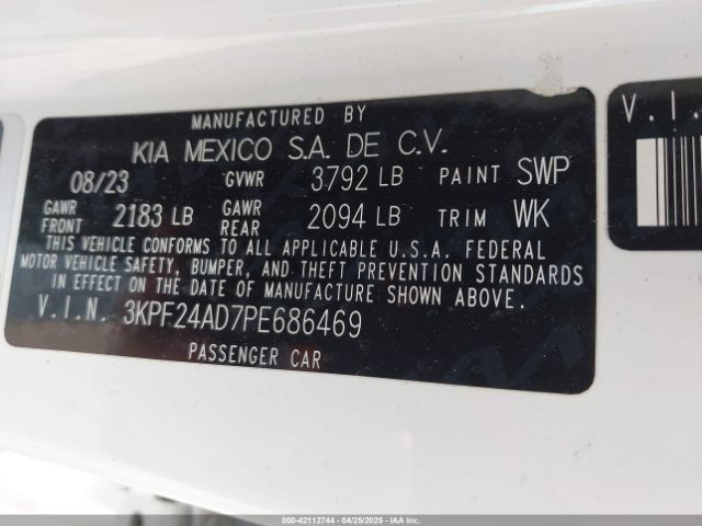 3KPF24AD7PE686469 KIA Forte Lxs