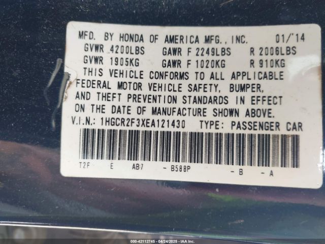 1HGCR2F3XEA121430 Honda ACCORD LX