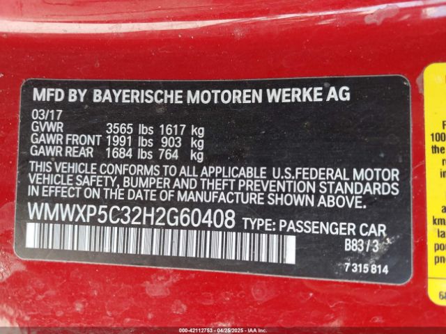 WMWXP5C32H2G60408 Mini Hardtop Cooper