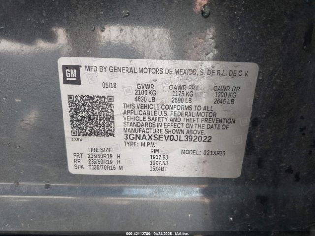 3GNAXSEV0JL392022 Chevrolet EQUINOX LT