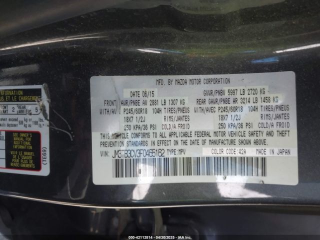JM3TB3CV3F0465162 Mazda Cx-9 Touring