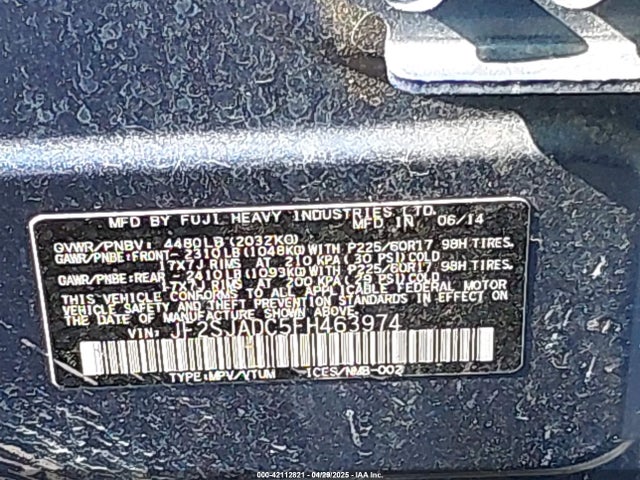 JF2SJADC5FH463974 Subaru Forester 2.5i Premium