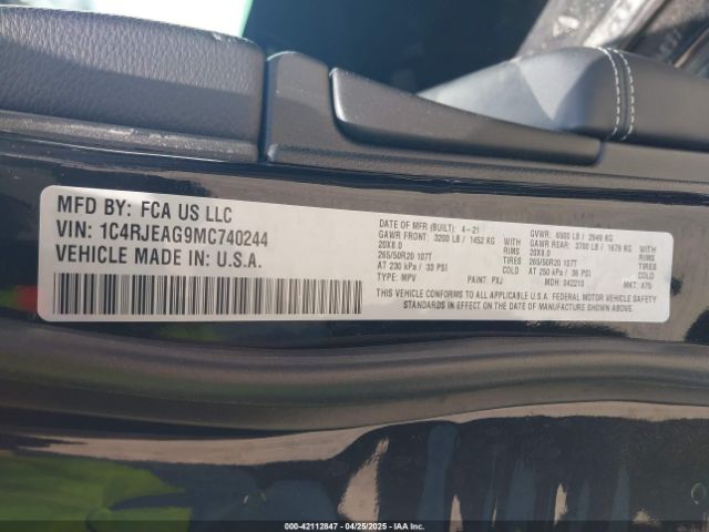 2021 JEEP GRAND CHEROKEE 1C4RJEAG9MC740244 Photo 8