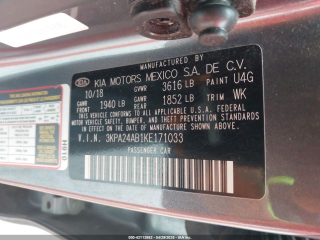 3KPA24AB1KE171033 KIA RIO S