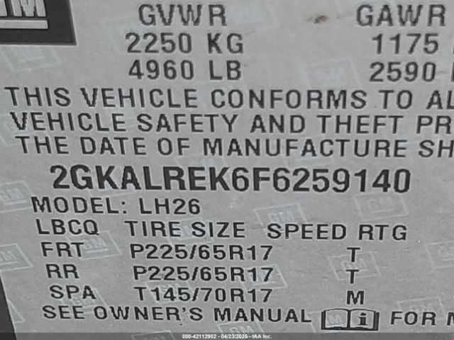 2GKALREK6F6259140 GMC Terrain Sle-2