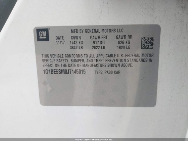 1G1BE5SM0J7145015 Chevrolet Cruze Lt Auto