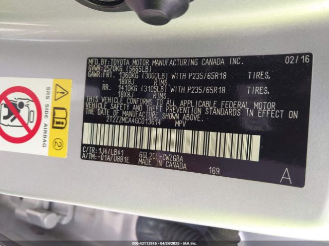 2T2ZZMCA4GC013614 Lexus RX 350