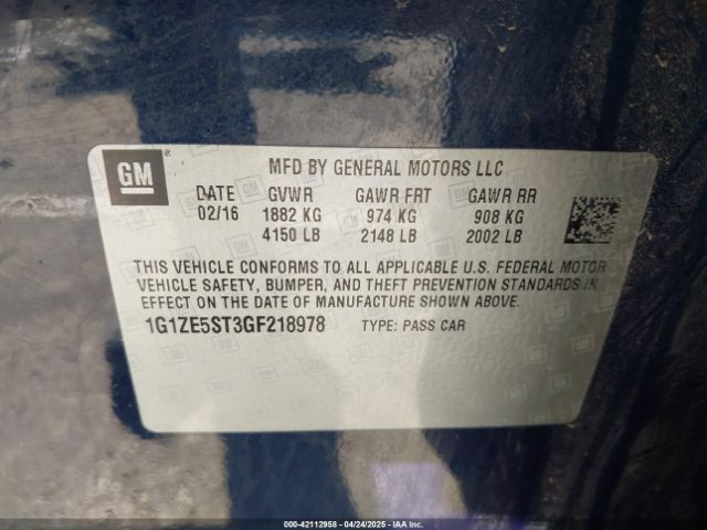 1G1ZE5ST3GF218978 Chevrolet MALIBU 1LT