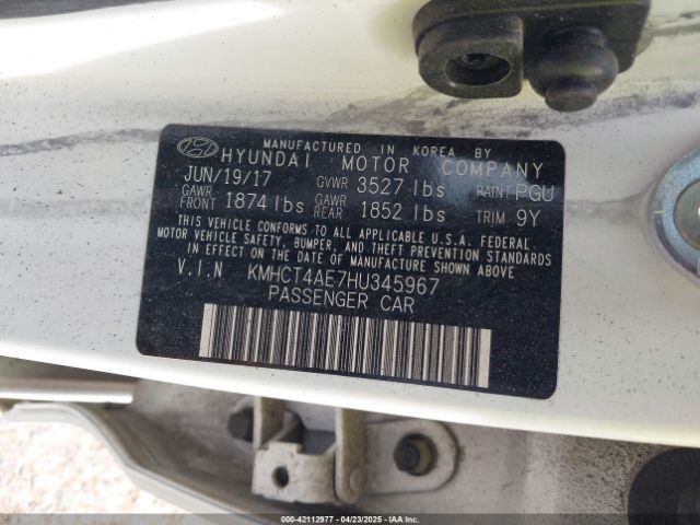 KMHCT4AE7HU345967 Hyundai Accent Value Edition