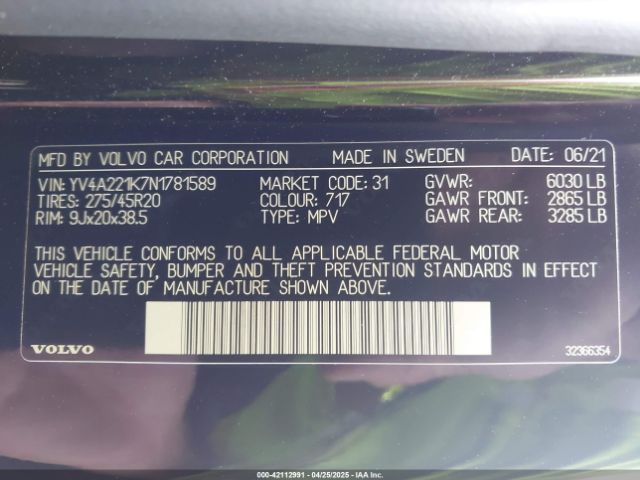 2022 VOLVO XC90 YV4A221K7N1781589 Photo 8