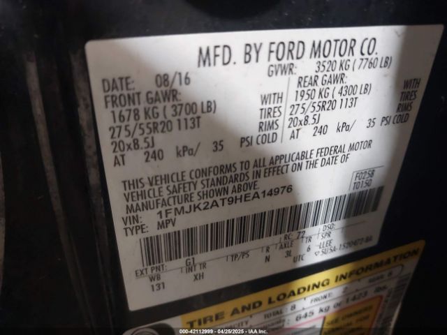1FMJK2AT9HEA14976 Ford Expedition El Limited